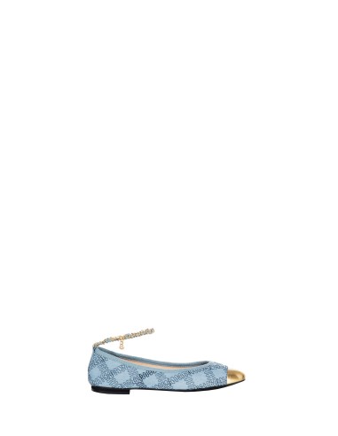 Ballerines en tissu brodé à motifs losanges avec bout en métal Rinascimento