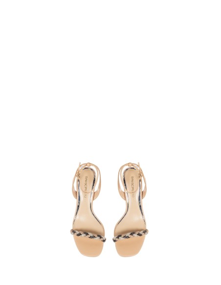 Sandales à talon moyen avec bride tressée en strass Rinascimento