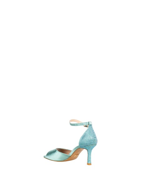 Sandales en satin à talon moyen recouvert de strass Rinascimento