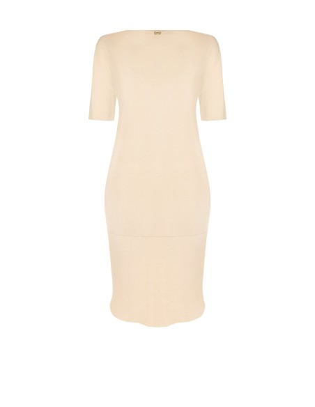 Curvy T-Shirt Dress With Seamed Seams And Raw Cut Neckline Rinascimento Curvy