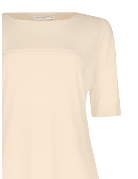 Curvy T-Shirt Dress With Seamed Seams And Raw Cut Neckline Rinascimento Curvy