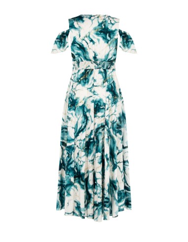 Robe longue en satin imprimé avec paillettes et décolleté en V Rinascimento Curvy