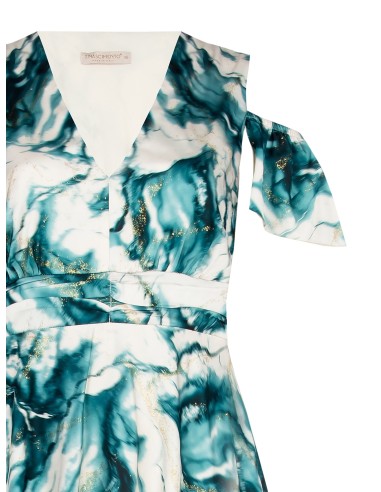 Robe longue en satin imprimé avec paillettes et décolleté en V Rinascimento Curvy