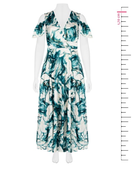 Robe longue en satin imprimé avec paillettes et décolleté en V Rinascimento Curvy