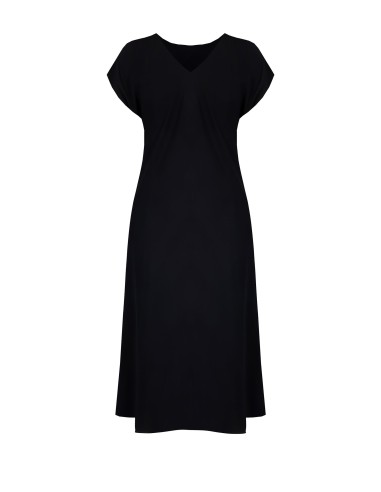 Rinascimento Curvy V-Neck Backless Fluid Fabric Long Dress