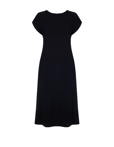Rinascimento Curvy V-Neck Backless Fluid Fabric Long Dress