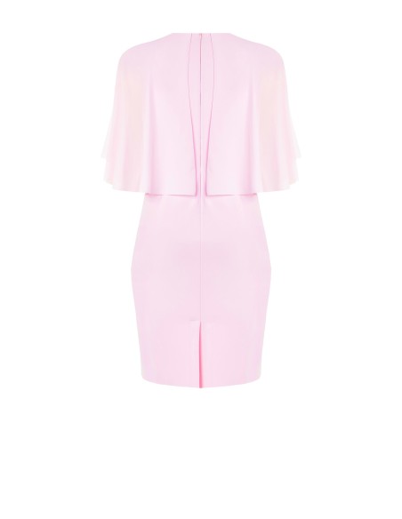 Kokerjurk van scuba-crêpe met cape-achtige mouwen van georgette, Rinascimento Curvy