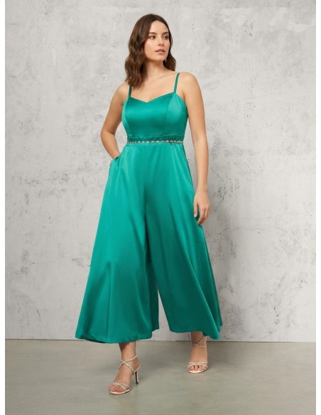 Curvy jumpsuit met gestructureerde satijnen broek en zakken Rinascimento Curvy