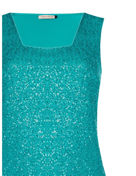 Top Curvy à encolure carrée couvert de paillettes sur le devant Rinascimento Curvy
