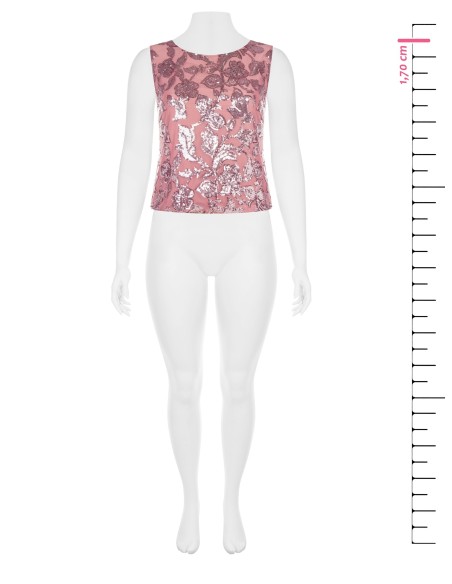 Top van zachte tule met paillettenborduursel Rinascimento Curvy
