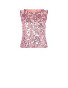 Top van zachte tule met paillettenborduursel Rinascimento Curvy