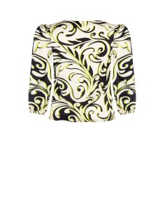 Getailleerde Curvy-blouse van bedrukte satijnstof met metalen ring aan de halslijn – Rinascimento Curvy 2