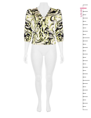 Blouse curvy cintrée en satin imprimé avec anneau métallique au décolleté Rinascimento Curvy