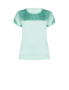 Curvy T-shirt, soepelvallend en asymmetrisch, met satijn aan de voorkant en viscose aan de achterkant, Rinascimento Curvy
