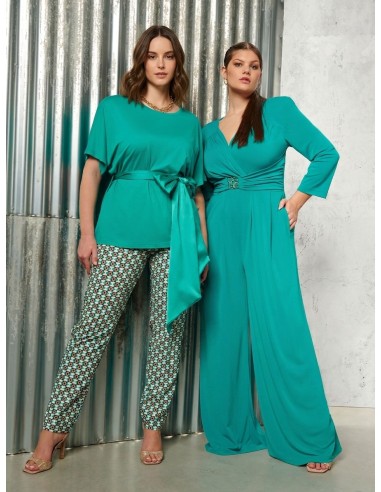 Curvy oversized T-shirt met lange satijnen ceintuur met korsetlook Rinascimento Curvy