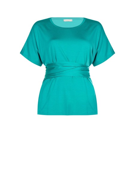 Rinascimento Curvy Over T-Shirt With Long Satin Corset Effect T-Shirt