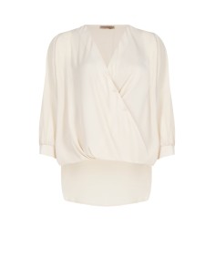 Asymmetrische soepelvallende curvy blouse van georgette Rinascimento Curvy