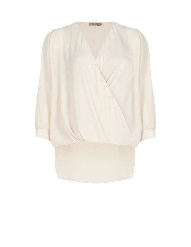 Asymmetrische soepelvallende curvy blouse van georgette Rinascimento Curvy