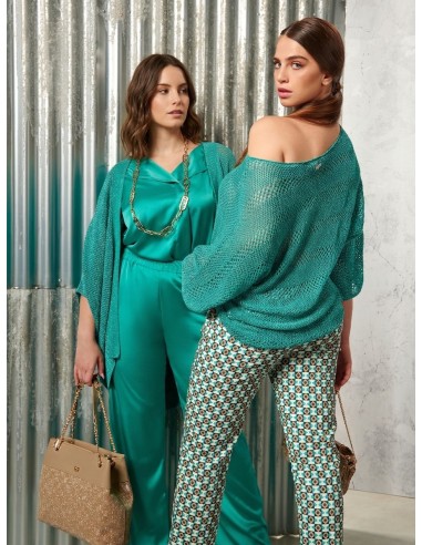 Pantalon cintré en satin sur le devant et en viscose sur le dos Rinascimento