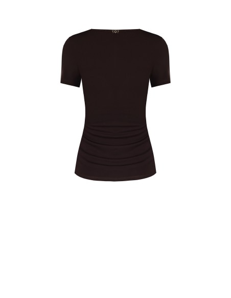 Stretchblouse in boxy model met drapering aan de zijkant Rinascimento