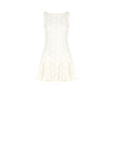 Robe courte évasée recouverte de roses en tulle en relief Rinascimento
