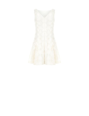 Robe courte évasée recouverte de roses en tulle en relief Rinascimento