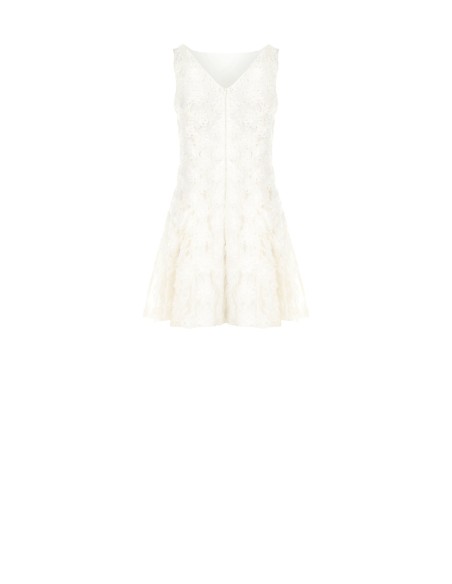 Robe courte évasée recouverte de roses en tulle en relief Rinascimento