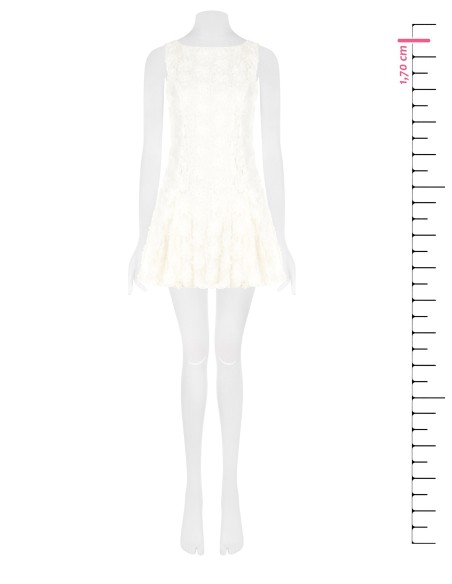 Robe courte évasée recouverte de roses en tulle en relief Rinascimento