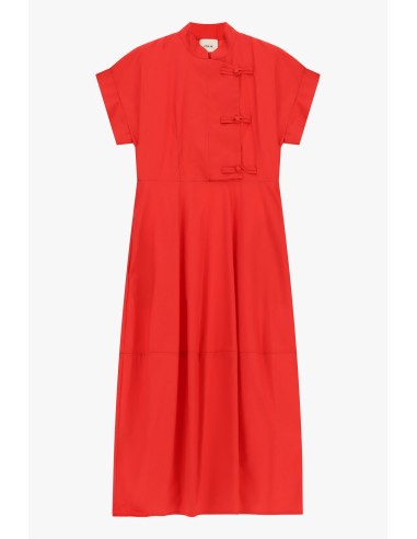Robe longue à manches courtes et fermeture par nœud de Dixie