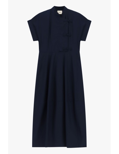Robe longue à manches courtes et fermeture par nœud de Dixie