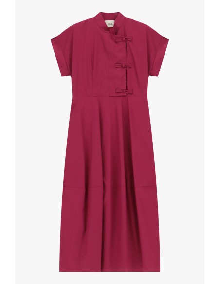 Robe longue à manches courtes et fermeture par nœud de Dixie