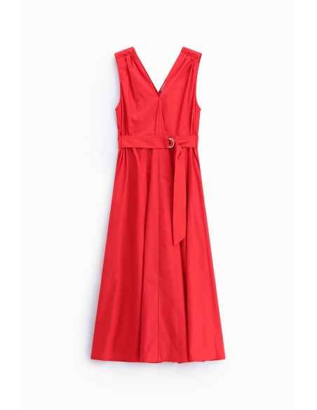 Robe midi sans manches avec ceinture et col en V Dixie