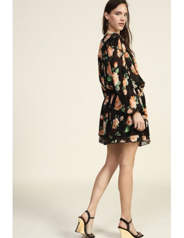 Robe courte bouclée à imprimé floral avec nœuds de cravate Dixie