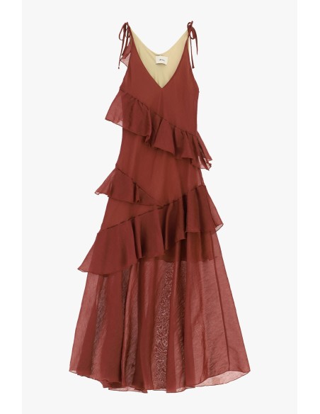 Robe longue à volants asymétriques et bretelles ajustables Dixie