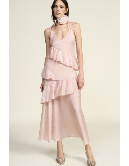 Robe longue à volants et bretelles réglables Dixie
