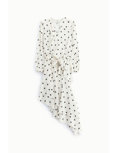 Robe midi à pois avec volants et ceinture Dixie