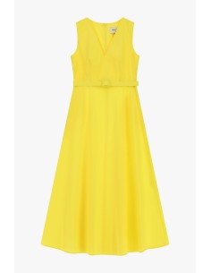 Robe midi avec encolure en V et ceinture Dixie