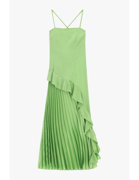 Robe longue plissée à fines bretelles Dixie
