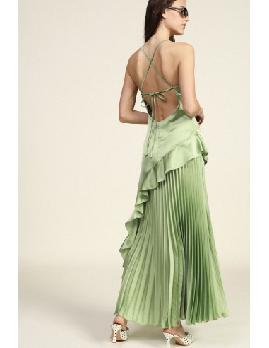Robe longue plissée à fines bretelles Dixie