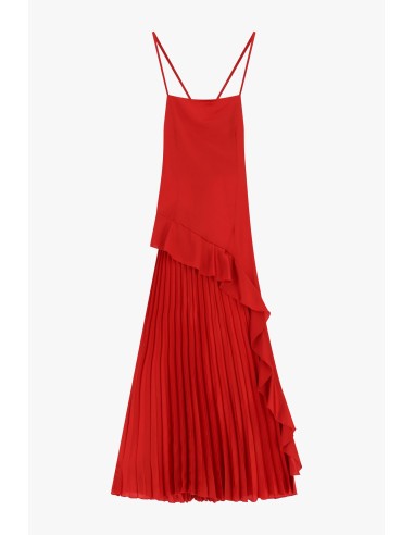 Robe longue plissée à fines bretelles Dixie