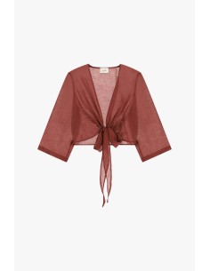 Blouse courte transparente à manches trois-quarts Dixie