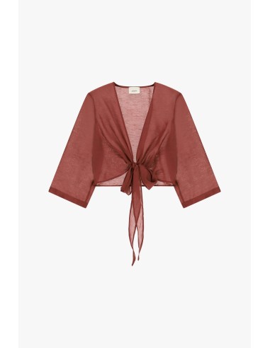 Blouse courte transparente à manches trois-quarts Dixie