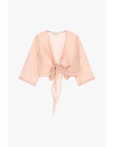 Blouse Dixie avec nœud sur le devant et manches 3/4
