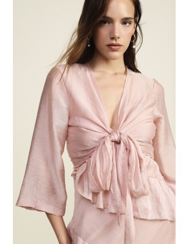 Blouse Dixie avec nœud sur le devant et manches 3/4