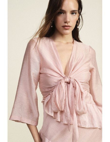 Blouse met frontknoop en 3/4-mouwen Dixie
