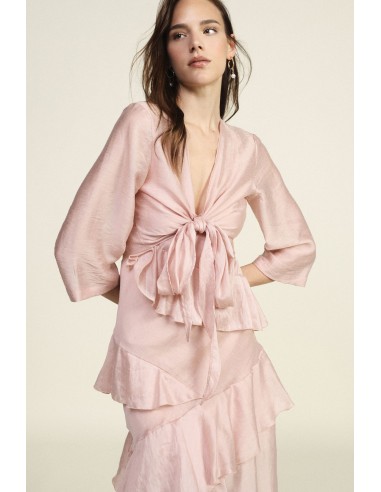 Blouse Dixie avec nœud sur le devant et manches 3/4