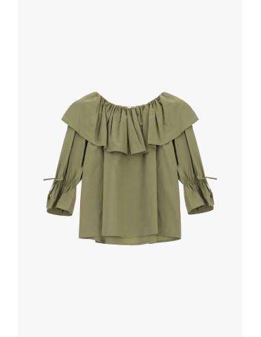 Blouse à décolleté Bardot, volants et manches 3/4 Dixie