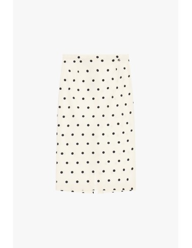 Dixie midi-rok met stippenprint en split aan de achterkant