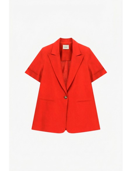 Blazer à manches courtes, croisé à un bouton, avec poches passepoilées Dixie