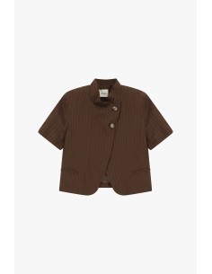 Korte gestreepte blazer met korte mouwen en asymmetrische knopen Dixie 2